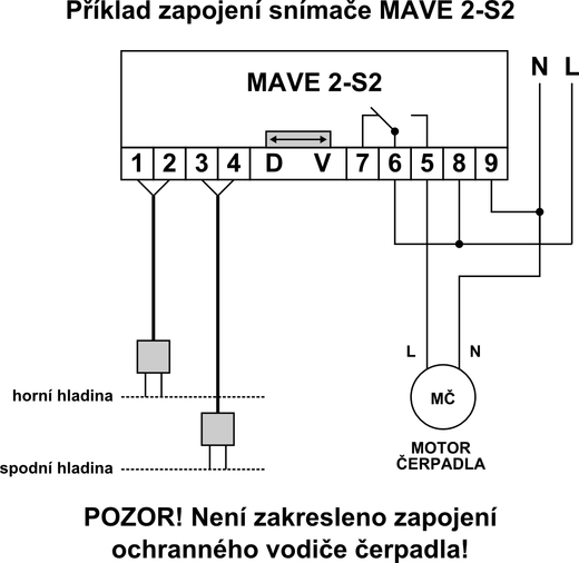 Příklad zapojení snímače MAVE 2-S2